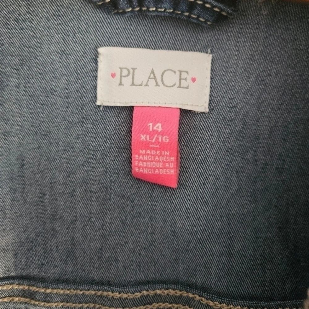 Children’s Place Girls Denim Jean Jacket Size 14 XL Long Sleeve Classic Blue - Picture 4 of 6